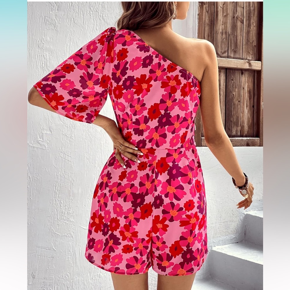 NWT One Shoulder Romper Boho‎ Floral - Picture 3 of 7